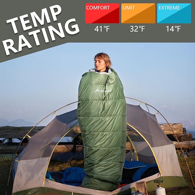 BISINNA Mummy Sleeping Bag for Adults 14-41℉ Cold Weather Camping Sleeping Bags with Compression Sack for Backpacking Hiking Traveling