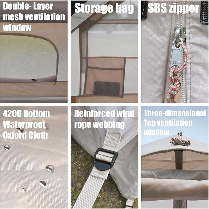 Inflatable Tent for Camping Large Blow Up Tents Glamping 4-8 Person House 4 Season Air with Pump Easy Set up Waterproof Outdoor Oxford