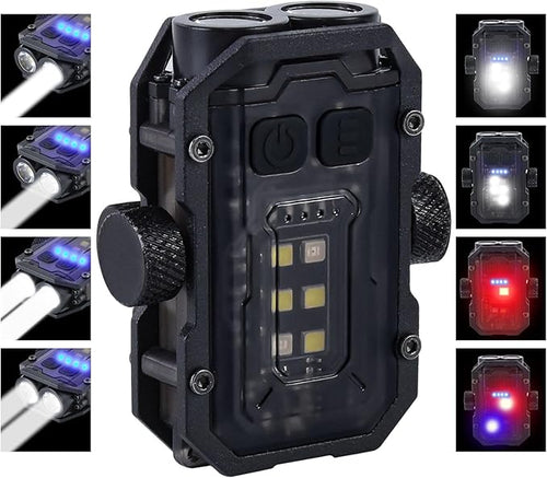 Portable mini Flashlight, Dual Light Compact Pocket Light, EDC Flashlight, Super bright Dual Light,Warm Red Blue COB Light, USB C Rechargeable, Waterproof Magnetic LED Flash Light, for Night Working