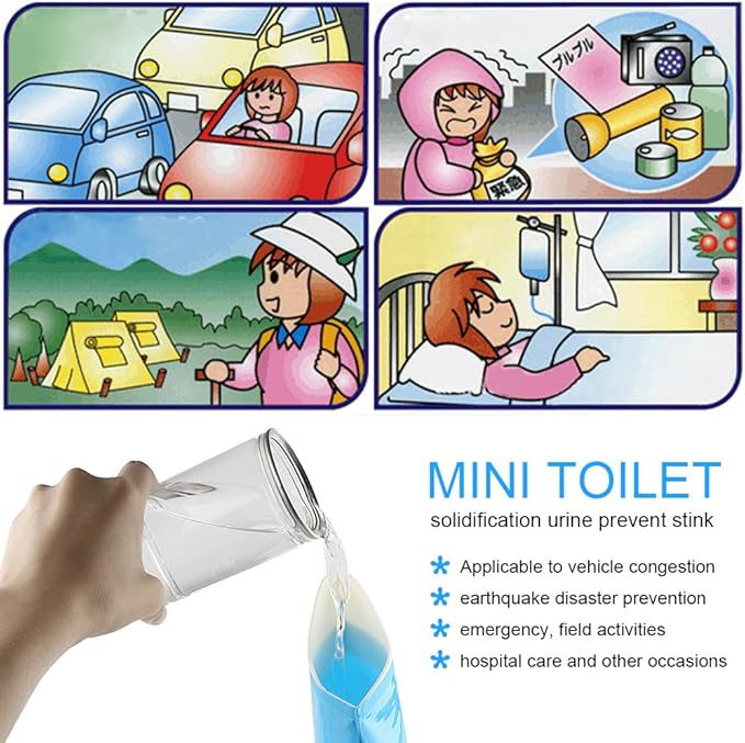 Disposable Urine Bags Camping Pee Bags for Travel Urinal Toilet Super Absorbent Traffic Jam Emergency Portable Urine Bag Pee Bags Car Toilet for Men Women Children Brief Relief, 10 Pieces
