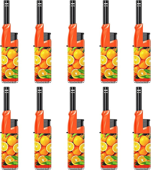 10 Pack Candle Lighter Butane Refillable Lighter 1.5 Inch Extended Wand Soft Flame Multipurpose Lighter for BBQ Grill Fireplace Camping(No Prefilled)