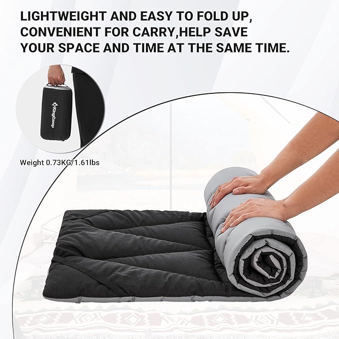 KingCamp Cot Pad Topper for Camping, Soft Warm Non-Slip Cot Mattress, Comfortable Lightweight Sleeping Mat for Outdoor & Indoor, Picnic, Hiking, Backpacking, Yoga