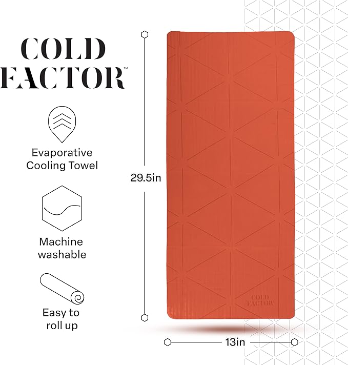 COLD FACTOR Cooling Neck Towel - PVA Premium Cooling Towel Lasting Up to 5 Hours Cooling Ice Towels for Neck and Face-Neck Cooler with UPF 50+-Soft and Machine Washable-13" x 29.5" (Orange)
