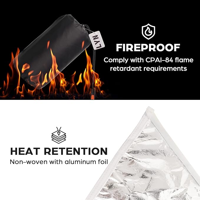 Life-Saving Equip:LYN Instant 1-2 Person Survival Emergency Shelter Tent,Reflective Waterproof Windproof Fireproof Lightweight Bugout, with Paracord+Stake+Zipper for Car Camping,Hiking&First Aid
