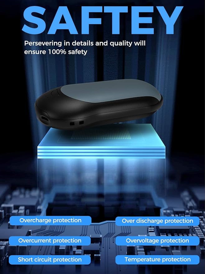OCOOPA Rechargeable Hand Warmer 10000mAh,Portable Electric Hand Heater,Up to 15 Hours,USB Battery Operated Handwarmer for Camping,Hiking,Hunting,Golf,Warm Tech Gifts,Halo H01