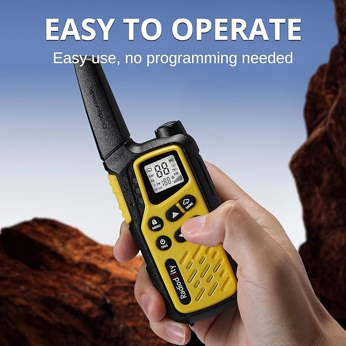 Radioddity FS-T7 Walkie Talkies for Adults Kids Long Range Rechargeable Walky Talky FRS NOAA Two Way Radio, License Free with VOX, USB-C Charging, Flashlight, Earpiece for Camping Hiking, 2 Pack