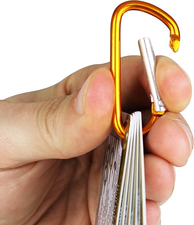 Outdoor Knots - Waterproof Knot Tying Cards with Mini Carabiner - Includes 22 Rope Knots for Camping, Backpacking, & Scouting Scenarios