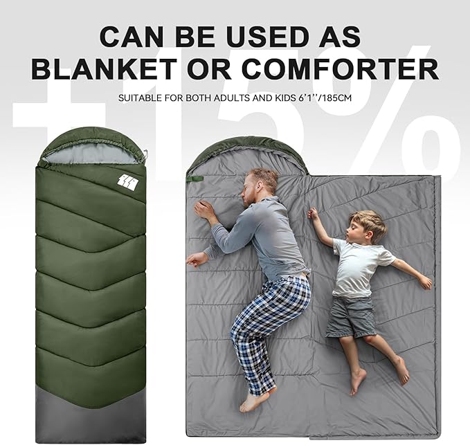 Sleeping Bags for Adults Cold Weather & Warm,Backpacking Camping Sleeping Bag for Tall Girls Boys,Lightweight,Compact,Waterproof Camping Gear for Traveling,Hiking,Hotel,Outdoor & Indoor