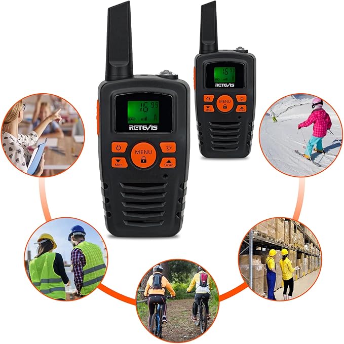 Retevis RA35 Walkie Talkie for Adults Kids, Long Range Walkie Talkies, Family 2 Way Radio 22 FRS Channels with LED Flashlight VOX LCD Display, for Women Kids Camping Hiking Cruise Ship(4 Pcs)
