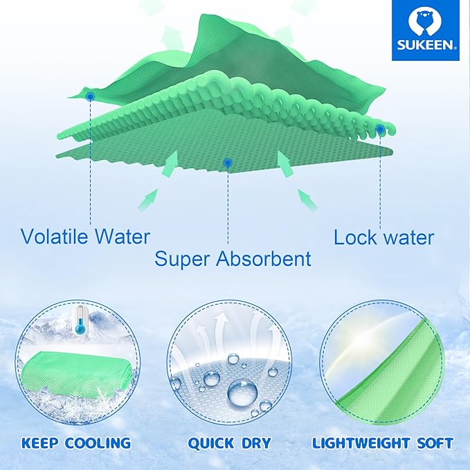 Sukeen Mini Cooling Towel(31 "x9),Kids Cooling Towel,Ice Towel,Soft Breathable Chilly Towel,Microfiber Towel for Boys and Girls Shool,Sport,Running,Camping,Fitness,Parent-Child Activities,ect.