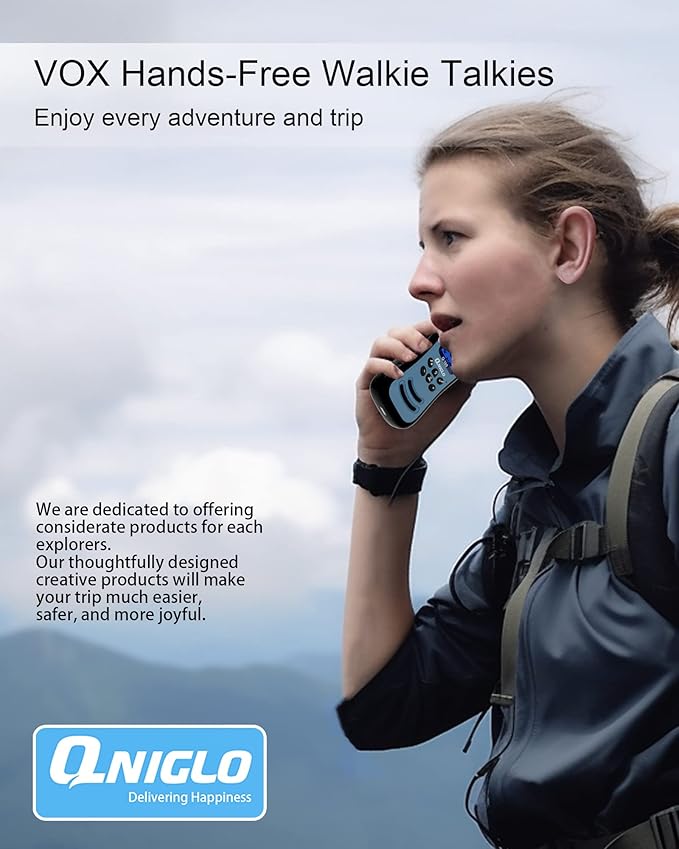 Qniglo Walkie Talkies for Adults/Kids, Rechargeable Walkie Talkies Long Range with 22 FRS Channels, VOX 2 Way Radios with LED Flashlight for Hiking Camping Trip Adventure(Coffee, White)