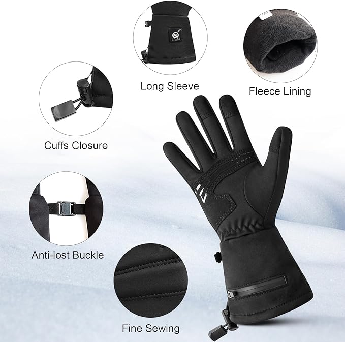 Upgraded Heated Glove Liners for Men Women, Rechargeable Electric Battery Heated Gloves Windproof Winter Glove Liners Thin Gloves Hand Warmer for Ski Snowboarding Hunting