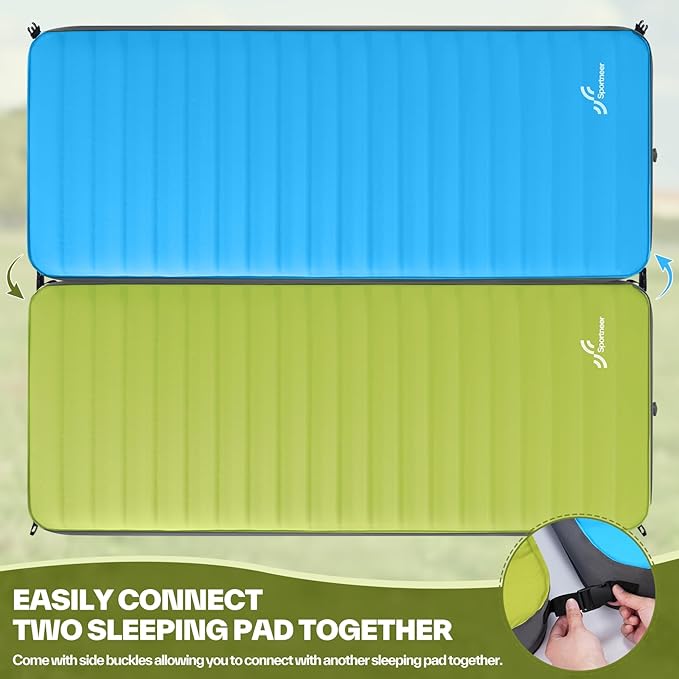 Sportneer Self Inflating Sleeping Pad, 4" Ultra-Thick Elasticity Foam Sleeping Mats for Camping, 4-Season Insulated Durable Camping Mat Air Mattress for Car Travel Tent Home