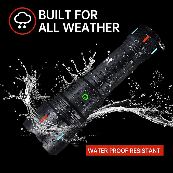 Flashlights High Lumens Rechargeable 2PACK,10000LM Super Bright Flashlight Adjustable Tactical Flashlight, 5 Modes Zoomable Waterproof LED Flash Lights