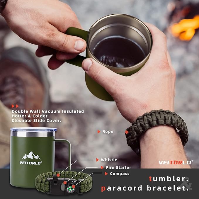 VEITORLD Gifts for Men Dad Him Christmas, Survival Gear and Equipment 12 in 1, Survival Kits, Cool Unique Fishing Hunting Birthday Gift for Husband Teen Boy Boyfriend Women, Stocking Stuffers for Men