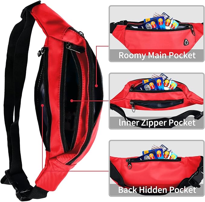 Fanny Pack for Men Women, Waterproof Sports Waist Bag Pack, Belt Bag for Travel Hiking Running