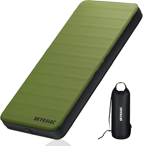 SKYEMAC 4" Thick Self Inflating Sleeping Pad with 13R Memory Foam, 78" x 29" Camping Mattress with Pump Sack, Portable Roll Up Bed, Inflatable Outdoor Mat for Rooftop Tent Car Truck Van, 4 Season