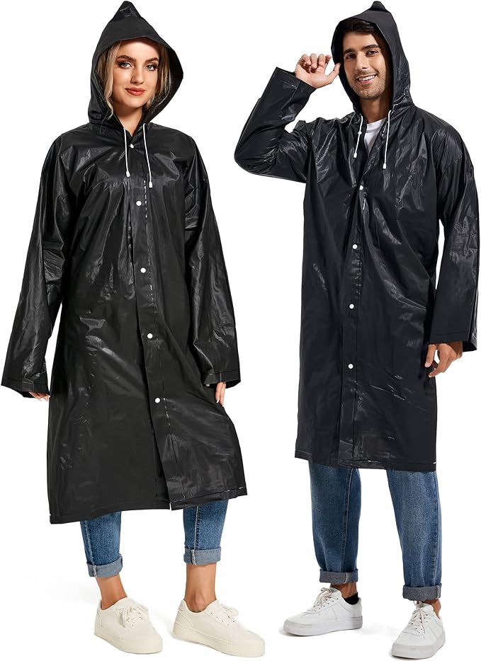 Rain Ponchos for Adults Reusable Raincoats Survival Heavy Duty Military Impermeable 2 Packs Rain Coat…