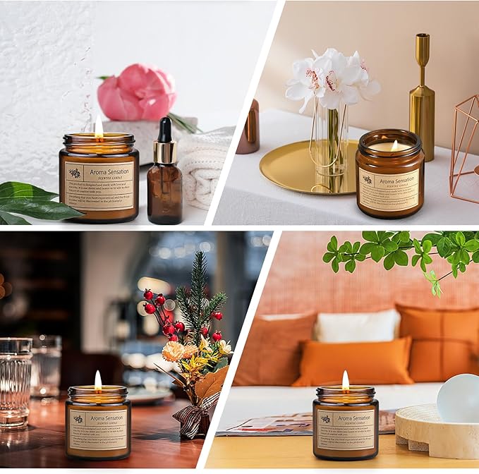Jeffbaubl 6 Pack Candles for Home Scented,Scented Candles Gifts for Women,Aromatherapy Candles,3.5 OZ Amber Jar Candles,Long Lasting Candles,Candles Gift Set for Birthday Valentine Present