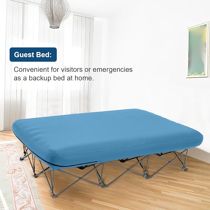 KAMPKEEPER Camping Cot,Folding Camping Bed with Inflatable Air Mattress and Carry Bag,for Outdoor Travel Camp Beach Vacation,(not Included The Airpump)
