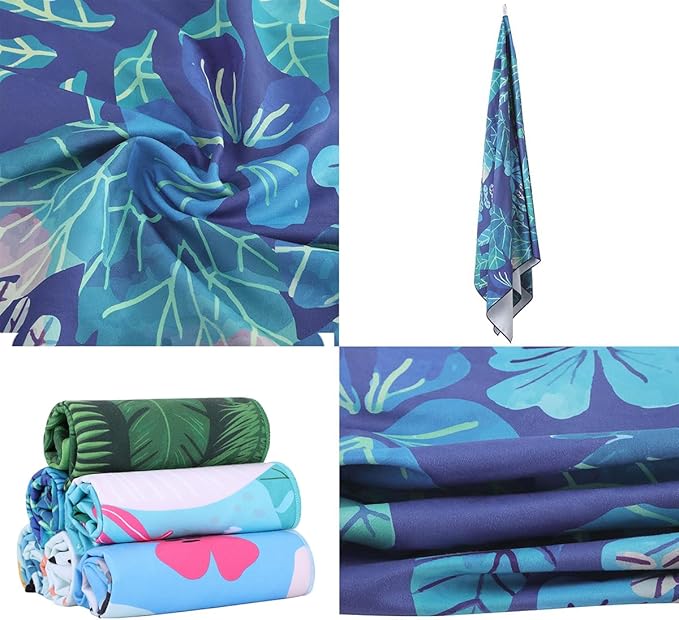 CHARS Microfiber Quick Drying Beach Towel Super Absorbent & Sand Free Towel for Kids Teens Adults Travel Gym Camping Pool Yoga Outdoor and Picnic(63"×31"/63"×39")