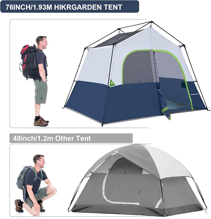 HIKERGARDEN 6-8 Person Camping Tent - Portable Family Cabin Tent for Camp, Windproof Fabric Camp Tent Outdoor for Hiking, Backpacking, Traveling