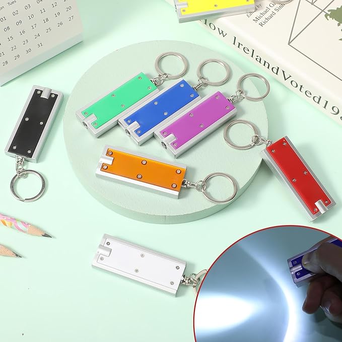 16 Pieces Mini Keychain LED Lights Keychains Flashlight Assorted Color Ultra Bright Flashlight Portable Key Chain Flash Light Torch Key Ring Powerful Keychain Lights for Outdoor Camping Activity