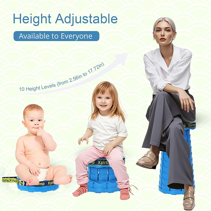 Upgraded Thickened Collapsible Stool, Portable Folding Stool Chair Lightweight But Sturdy Foldable Camping Stool, Retractable Telescopic Seat for Picnics Fishing Hiking BBQ (1, Blue)