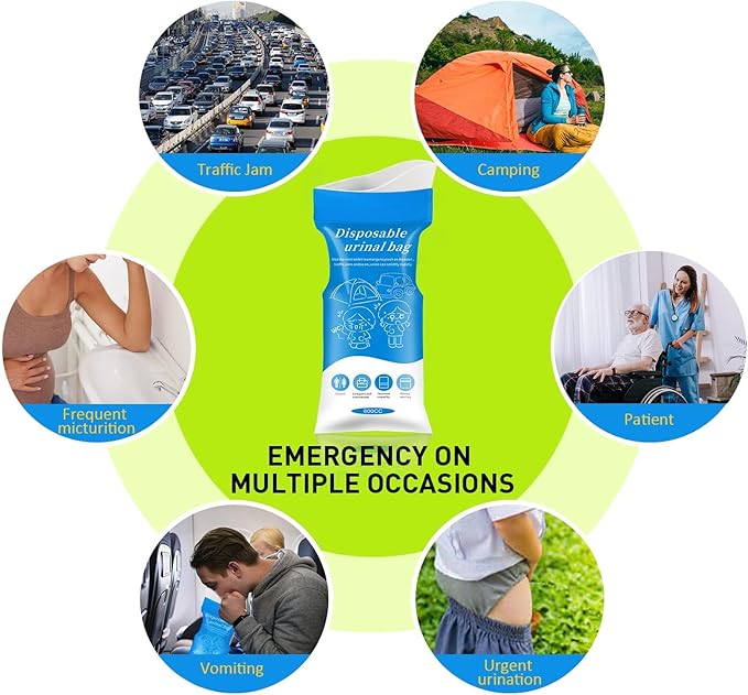 Emergency Portable Urine Bag, 6/10/20 Pack Travel Urinal Bag, Unisex Urinal Bag, Disposable Urine Bag Suitable for Camping, Travel, Traffic Jams, Pregnant Women, Children, Patients
