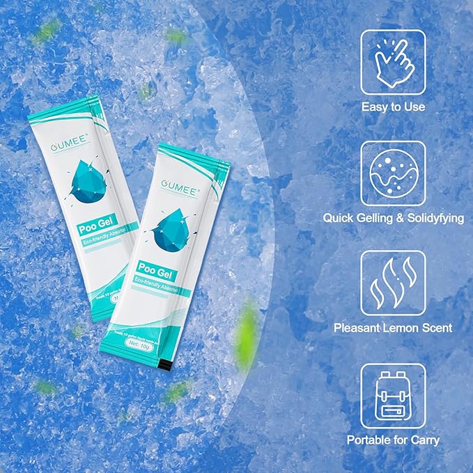 30 PACK Poo Gel for Portable Toilet, Camping Toilet Powder for Potty Bags, Eco Absorbent Gel, Portable Toilet Gel Packets for Outdoor Recreation Camping Supplies (30)