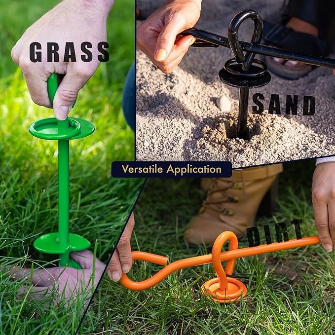 Dog Tie Out Stake - Heavy Duty Dog Stake for Large Dogs up to 125 lbs, Dog Stakes for Outside, Dog Anchor, and Dog Gadget | Use Any Dog Tie Out Cable or Dog Yard Leash (MG1-Grass Green)
