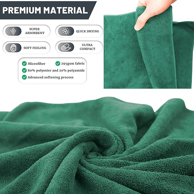 Rainleaf Microfiber Travel Towel Quick Dry Swimming Towel Ultra-Compact,Super Absorbent,Washcloths for Bathroom, Shower,Camping,Backpacking