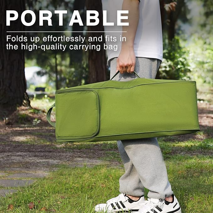 EVER ADVANCED Folding Camping Cot for Adults, Compact Sleeping Cots with Carry Bag, Portable Heavy Duty Foldable Camp Bed for Outdoor, Travel, Green