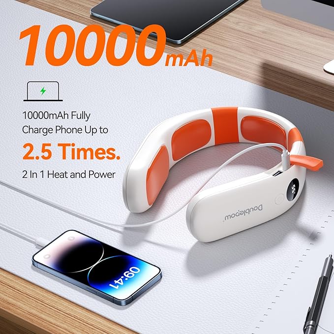 10000mah Rechargeable Neck Warmer,for Necks Up to 8 inches Wide,15 Hours Portable Neck Heater for Men and Women