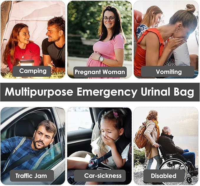 Disposable Urine Bags, 12/20 Pack Pee Bags for Travel for Women Men, Emergency Toilet Pee Bags, Portable Urinal Bag Vomit Bag for Traffic Jams, Camping, Hiking, Pregnant, Patient, Kids
