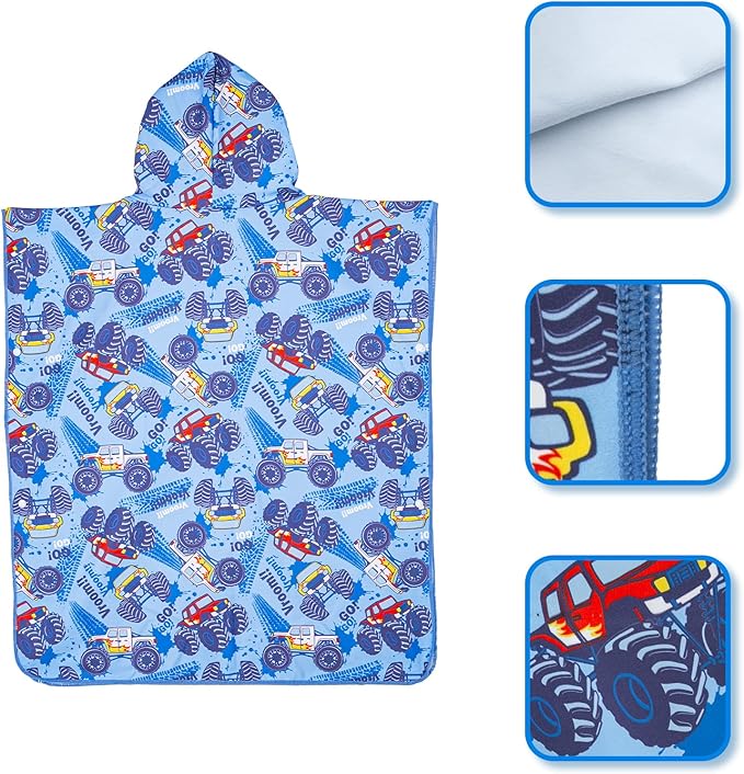YINHANG Kids Changing Poncho Swim Robe for Girls Boys, Quick Dry Microfiber Hooded Beach Bath Towel Pool Surf Poncho for Swimming, Surfing, Travelling, Camping
