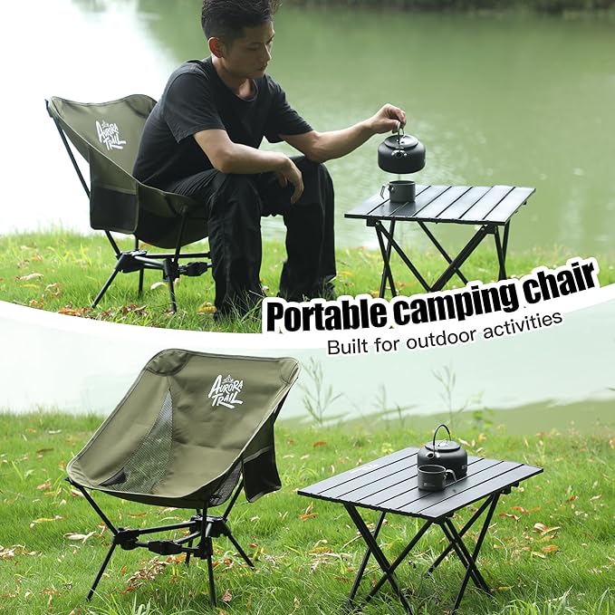 Ultralight Backpacking Chair,Compact Folding Camping Chair,Supports 300lbs,Portable Travel & Hiking Chair,Lightweight Design,Perfect for Hiking Gear, Picnics and Traveling