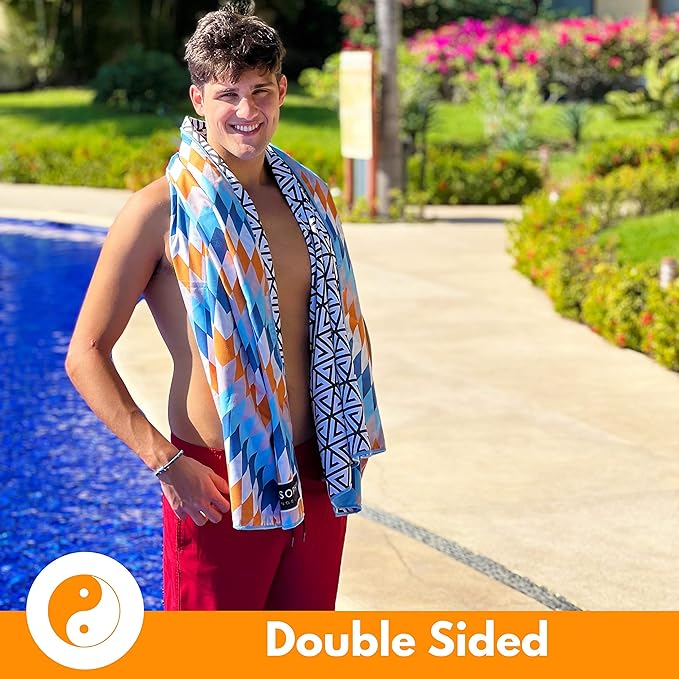 ECCOSOPHY Microfiber Beach Towel - Sand Free Towels are Quick Dry, Light Weight, Super Absorbent - Perfect Pool, Travel, Cruise, Camping Essentials - Oversized Extra Large for Adults 71x35 in