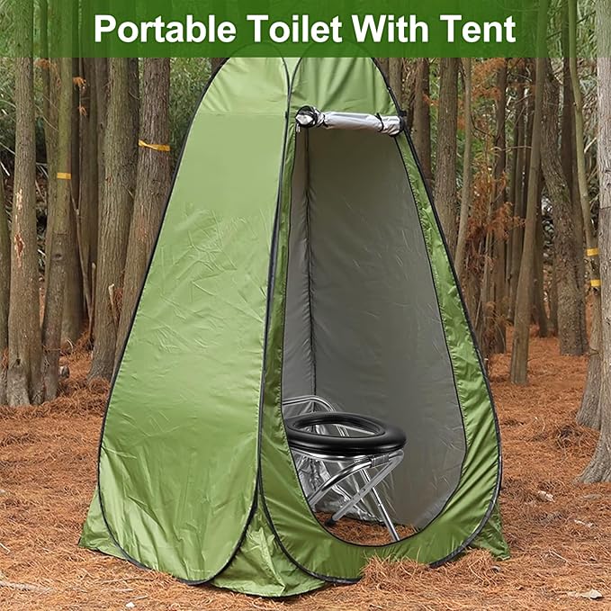 BLIKA Portable Toilet for Camping, 300LBS Weight Capacity Portable Camping Toilet, Folding Toilet with Removable Plastic Ring and Toilet Bags, Travel Toilet Car Toilet for Camping, Travel & Emergency