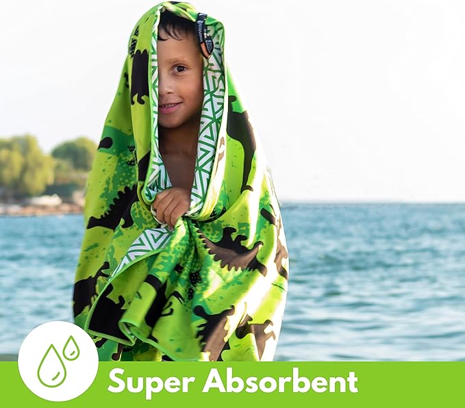 ECCOSOPHY Microfiber Kids Beach Towels & Pouch 60"x30" for Girls & Boys - Quick Dry Pool Towels - Sand Free Beach Blanket for Travel - Camping - Vacation - Toallas Playas