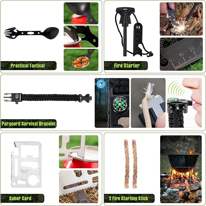 Camping Survival Kit 250Pcs Essential Emergency Gear for Outdoor Adventure, Hiking, Hunting Including Survival Gear, Emergency Supplies Ideal for Disaster Preparedness