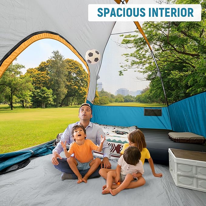CAMPROS CP Tents for Camping 4 Person Tent Waterproof Windproof Double Layer Camping Tent, Easy Setup Dome Tent with Large Mesh Windows & Wider Door for Outdoor Camping & Hiking