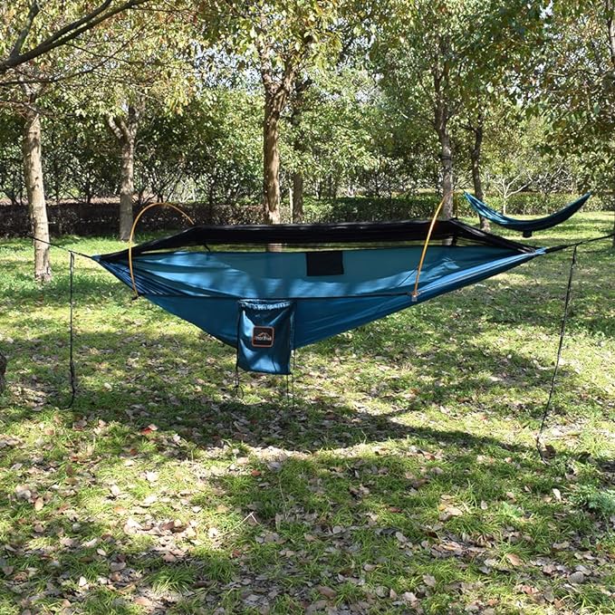 Professional Camping Hammock with Mosquito Net, Lightweight Portable Double Hammock with Two 10 FT Hammock Tree Straps, 230T Nylon Hammock for Camping, Hiking, Yard, Backpacking