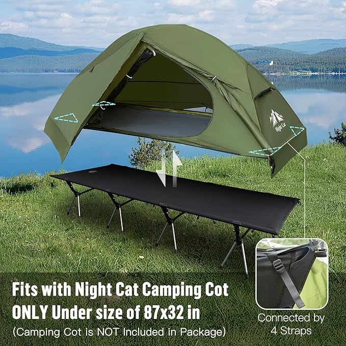 Night Cat 1-Person Camping Tent: Lightweight Waterproof Hiking Tent for Adult Cot Not Included