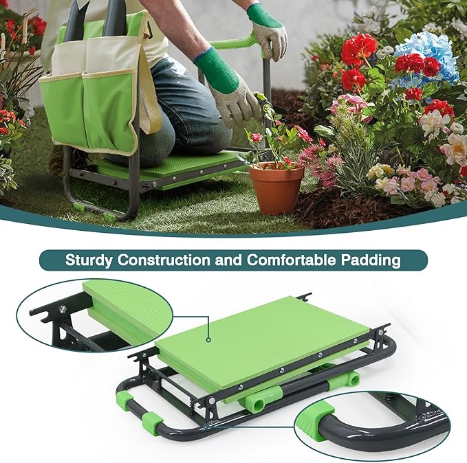 Foldable Garden Kneeler and Seat,Portable Kneeler Stool - Heavy Duty Gardening Bench, Durable Garden Stool, Comfortable EVA Foam Cushion - Ideal for Women's Gardening, Camping...