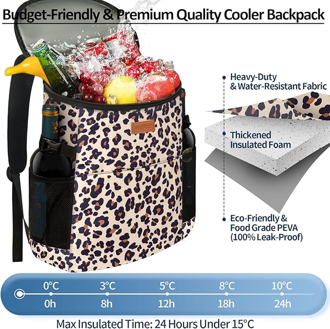 Camping Cooler Backpack 30 Cans, Soft Backpack Coolers Insulated Leak Proof Travel Cooler Bag Waterproof Lunch Picnic Beach Work Trip Thermal Bag Drink Beverage Beer Bag Cooler