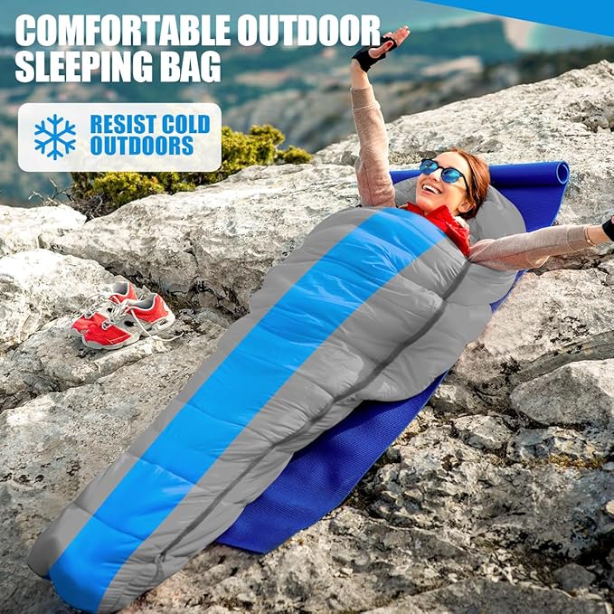 OBTANIM Sleeping Bags Portable Waterproof Camping Sleeping Bag for Adults Kids 4 Seasons Cold Weather or Warm Backpacking Hiking Mountaineering Indoor Outdoor Use