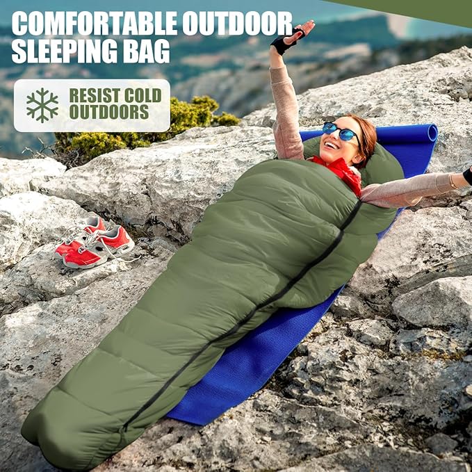 OBTANIM Sleeping Bags Portable Waterproof Camping Sleeping Bag for Adults Kids 4 Seasons Cold Weather or Warm Backpacking Hiking Mountaineering Indoor Outdoor Use