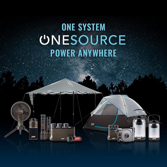 Coleman OneSource Rechargeable Outdoor Camping Gear: Camp Shower, Cordless Vacuum, Fan, Speaker, & Air Pump Options with Included Rechargeable Battery