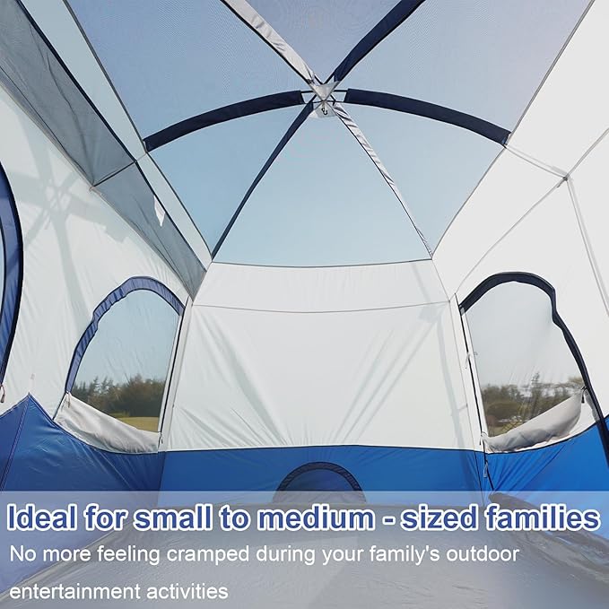 Vidalido Tents,6-8 Person Camping Tent with Extended Vestibule,2 Room Weather Resistant Family Tents,Easy Install Waterproof Outdoor Tent for Backpacking and Camping Hiking